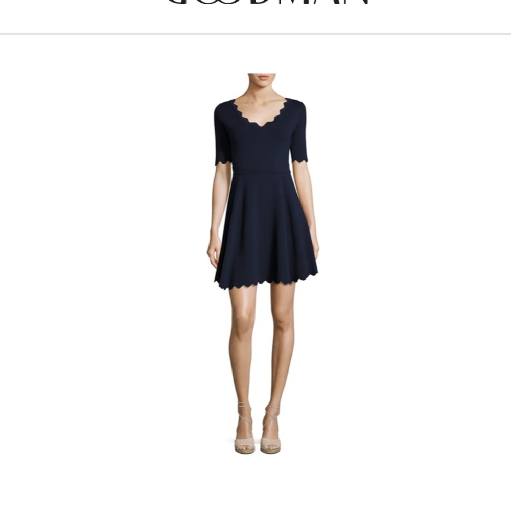 Milly Navy Blue Scalloped Dress size small Fit and Flare